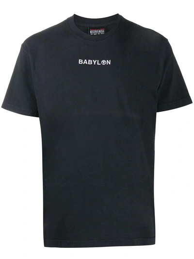 Babylon La Logo Embroidered Crew Neck T-shirt In Black