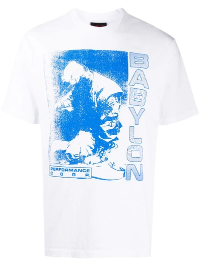Babylon La Graphic-print Crew Neck T-shirt In White