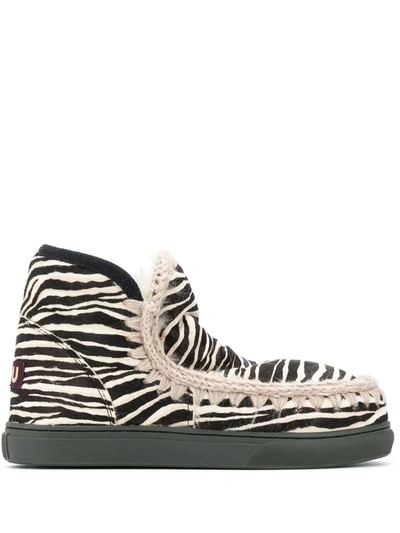 Mou Eskimo Zebra Ankle Boots In Black