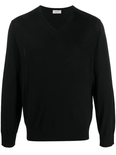 Z Zegna V-neck Sweater In Black