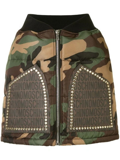 Moschino Camouflage Zip Skirt In Multicolour