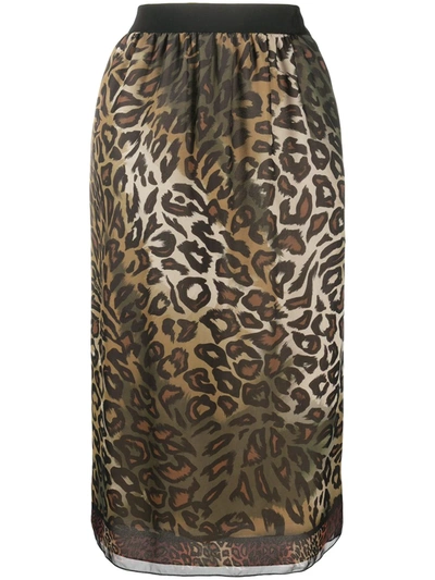 Luisa Cerano Leopard Print High-waisted Skirt In Brown