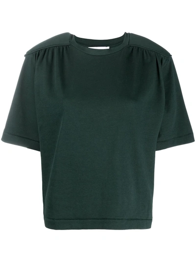 Remain Birger Christensen Gathered Shoulder Pad T-shirt In Green
