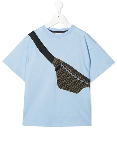 Fendi Kids' Blue Ff Waist Bag T-shirt
