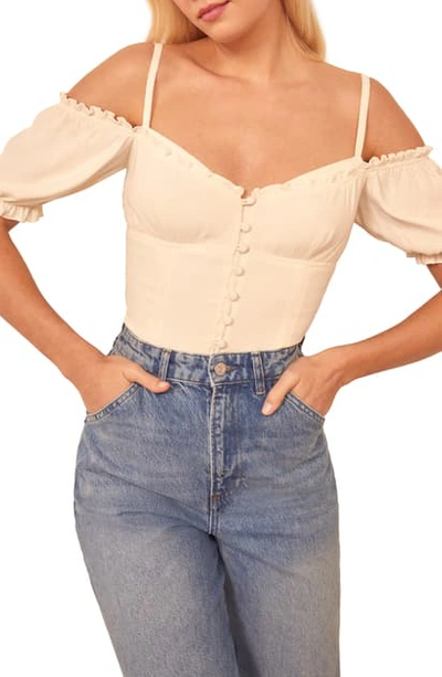 Reformation Kit Cold Shoulder Top In Ivory