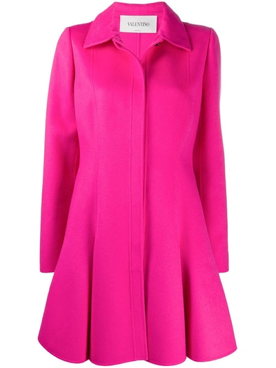 Valentino Flared Compact Wool & Cashmere Coat In Pink