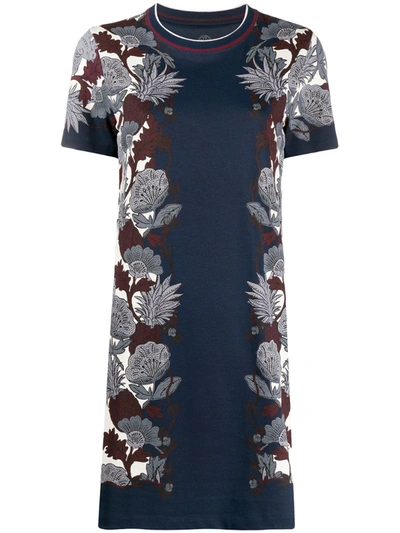 Tory Burch Tropical Print Pima Cotton T-shirt Dress In Imperial Garnet