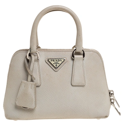 Pre-owned Prada Cream Saffiano Lux Leather Mini Promenade Crossbody Bag