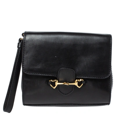 Pre-owned Moschino Black Leather Wristlet Clutch