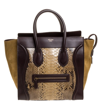 Pre-owned Celine Multicolor Python Suede And Leather Mini Luggage Tote