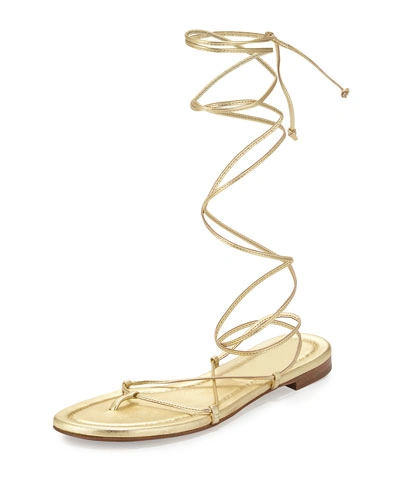 Michael Kors Bradshaw Lace-up Gladiator Flat Sandal, Pale Gold | ModeSens