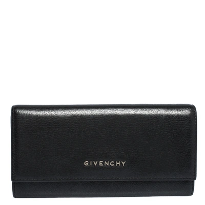 Pre-owned Givenchy Black Leather Pandora Long Flap Wallet