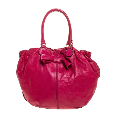 Pre-owned Valentino Garavani Pink Leather Bow Hobo