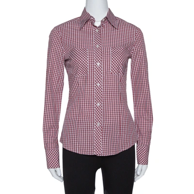 Pre-owned Ch Carolina Herrera Red Checked Cotton Long Sleeve Shirt S