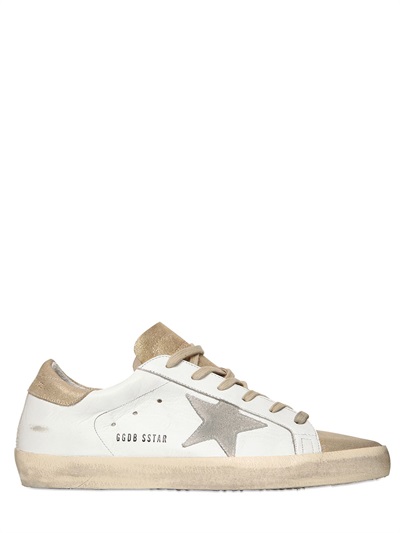Golden Goose 20mm Super Star Leather Sneakers In White/gold | ModeSens