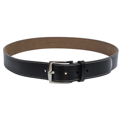 Pre-owned Burberry Black Topstitched Leather Buckle Belt 100cm
