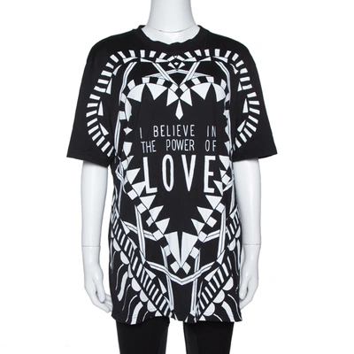 Pre-owned Givenchy Monochrome Cotton Power Of Love Oversized T Shirt S In Black