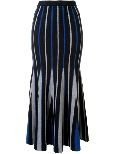 Gabriela Hearst Aegina Striped Godet Wool Maxi Skirt In Navy