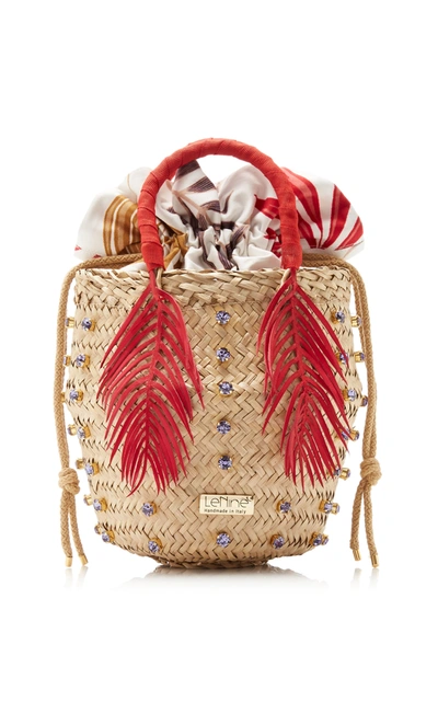 Silvia Tcherassi Nina Palm Cycas Top Handle Bag In Red