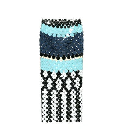 Paco Rabanne Color-block Oversized Sequined Skirt In Blue