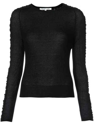 Helmut Lang Shirred Silk Blend Pullover In Black