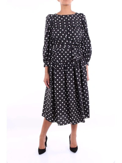 Marc Jacobs Two-tone Long Dress With Polka Dots In Black