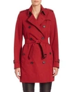 Burberry The Kensington Mid Cotton-gabardine Trench Coat In Parade Red