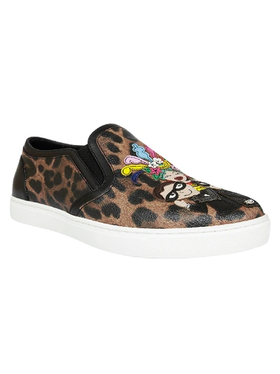 Dolce & Gabbana Designers Patch Slip-on Sneakers In Leopard