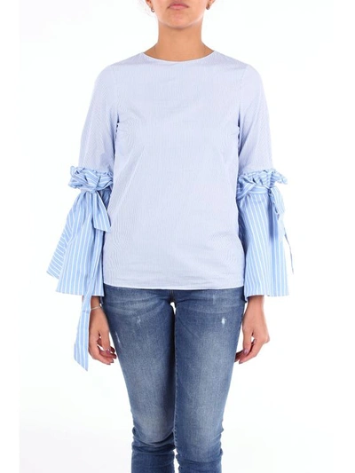 Aglini Two-colored Blouse With Long Sleeves In White