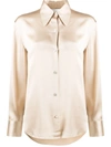 Vince Shaped Collar Silk Blouse In Sand Dollar