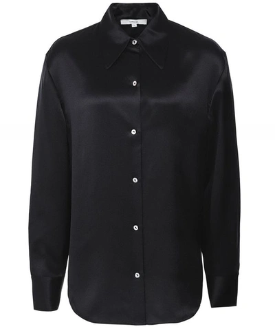 Vince Shaped Collar Silk Blouse In Black