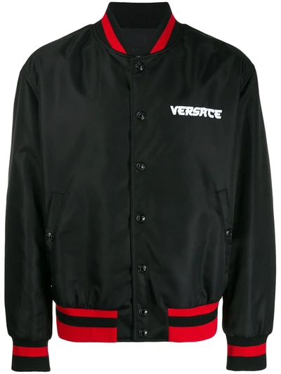 Versace Embroidered Medusa Bomber Jacket In Black