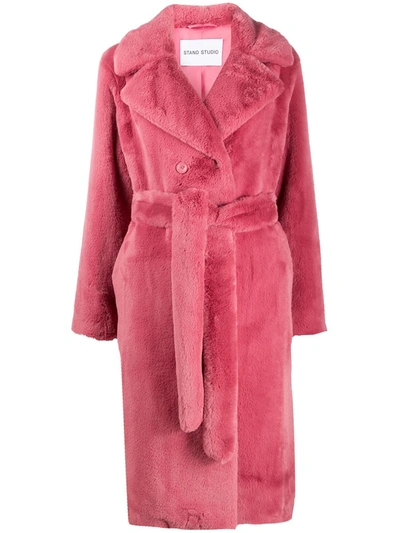 Stand Studio Faustine Faux Fur Coat Colour: Pink