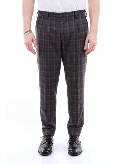 Pt01 Preppy Fit Checked Trousers In Grey