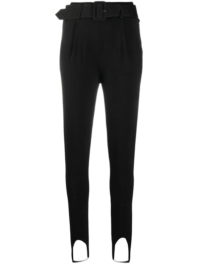 Self-portrait Buckle-fastening Skinny-fit Trousers In Black