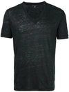 John Varvatos Linen Slim Fit V-neck T-shirt In Black