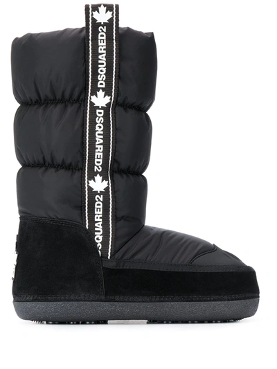 Dsquared2 Marvin Black Nylon White Logo Snow Boot