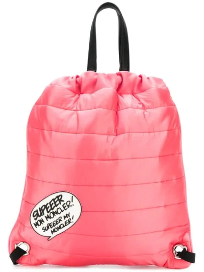 Moncler Quilted Drawstring Backpack In Pink