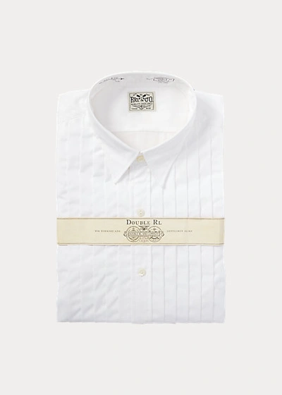 Double Rl Eli Pleated Tuxedo Shirt In White