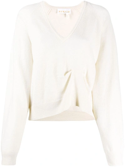 Remain Pinched Detail Wool Jumper In White