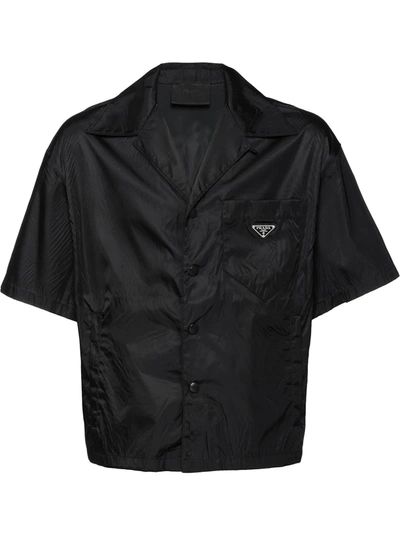 Prada Cropped Shell Shirt In Black