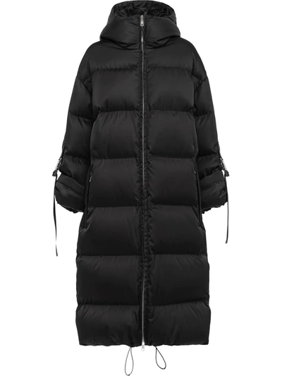 Prada Padded Coat With Roll-up Buckle Sleeves In Black