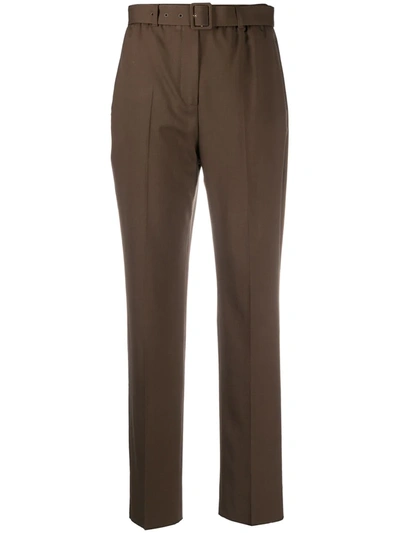 Agnona Belted Tapered Trousers In Brown