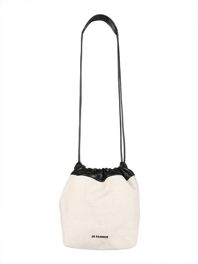 Jil Sander Cotton And Linen Canvas Shoulder Bag In White