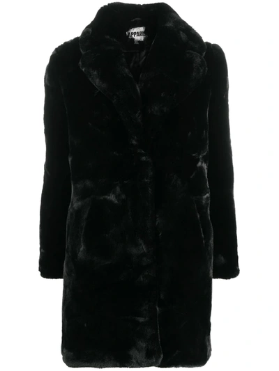 Apparis 'sasha' Faux-fur-mantel In Noir