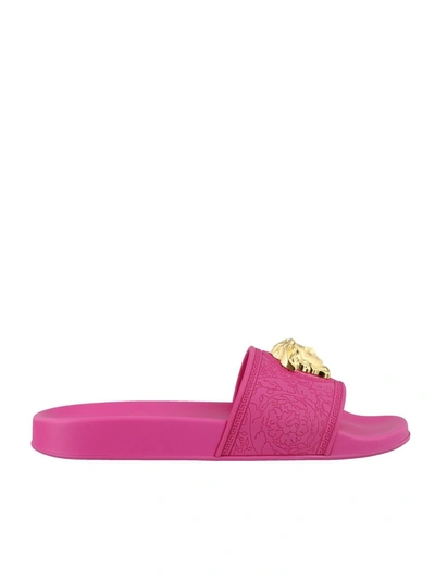 Versace Women's Palazzo Pool Slides In Fuchsia