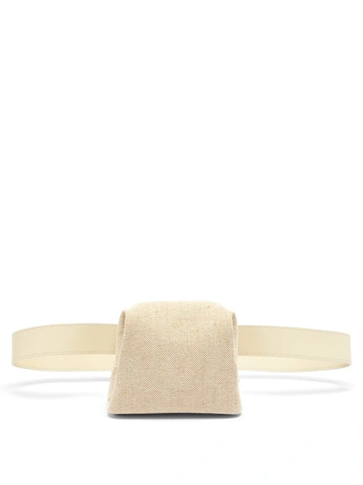 Osoi Peanut Brot Leather And Canvas Belt Bag In Cream Multi