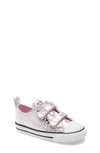 Converse Babies' Chuck Taylor Double Strap Sneaker In Pink Glaze/ Silver/ White