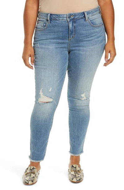 Slink Jeans High Waist Fray Hem Ankle Jeans In Claire