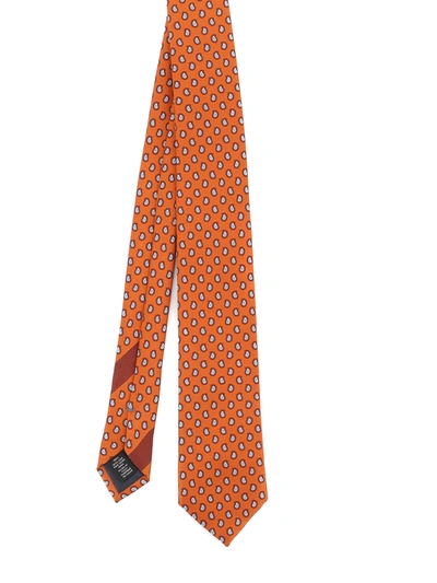Ermenegildo Zegna Paisley Tie In Orange In B